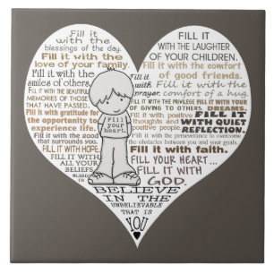 Fill Your Heart-Dark Brown Ceramic Tile