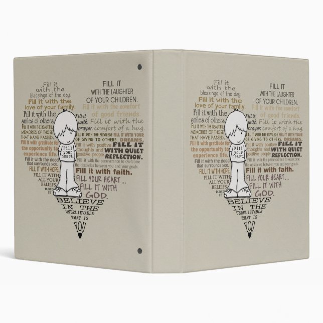 Fill Your Heart-Tan 3 Ring Binder (Background)