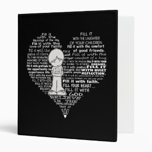 Fill Your Heart-White Letters Binder