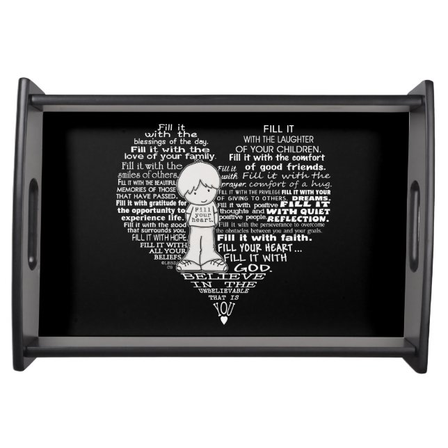 Fill Your Heart-White Letters Serving Tray (Front)
