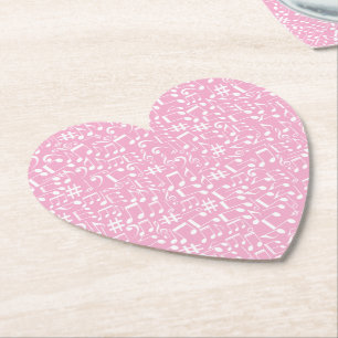 Fill Your Heart With Music Dancing White Notes Paper Coaster
