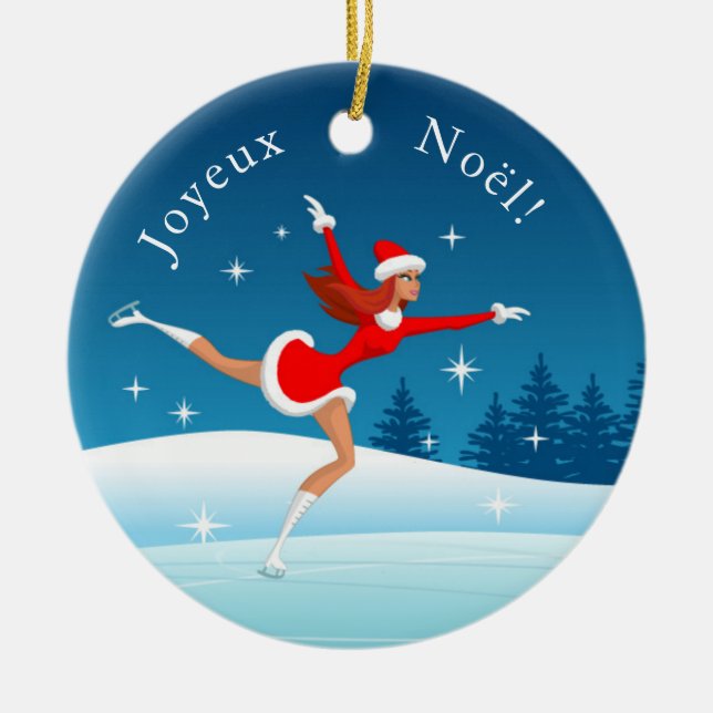 Fille de patinage artistique joyeux Noël Ornament (Front)