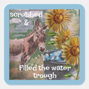 filled trough  today( female donkey) squar square  sticker