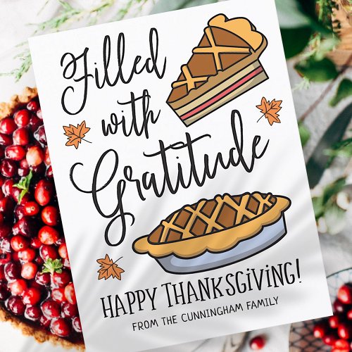 Filled with Gratitude Happy Thanksgiving Holiday Postcard