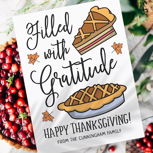 Filled with Gratitude Happy Thanksgiving Holiday Postcard (Creator Uploaded)