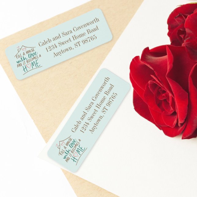 Filled with Love Customizable Housewarming Return  Label (Filled with Love Housewarming Return Address Label)