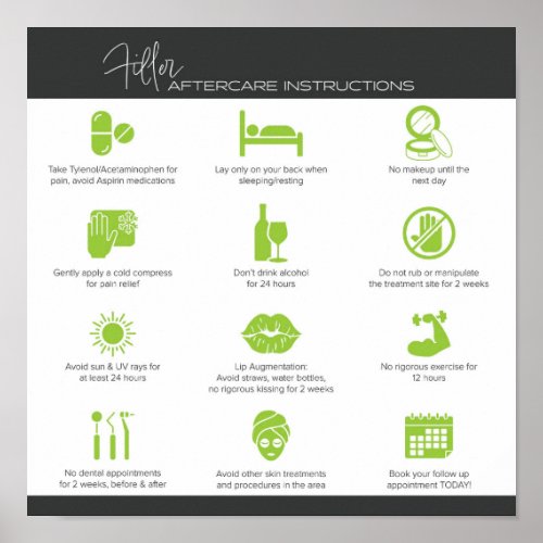 Filler Aftercare instructions Poster