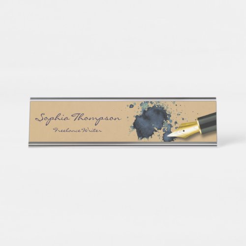Filler Fountain Pen with Ink Blot Desk Name Plate
