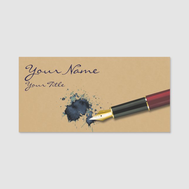 Filler Fountain Pen with Ink Blot Name Tag (Front)