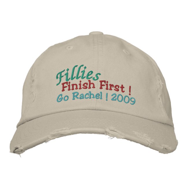 Fillies Finish FIRST - horse racing by SRF Embroidered Baseball Cap (Front)