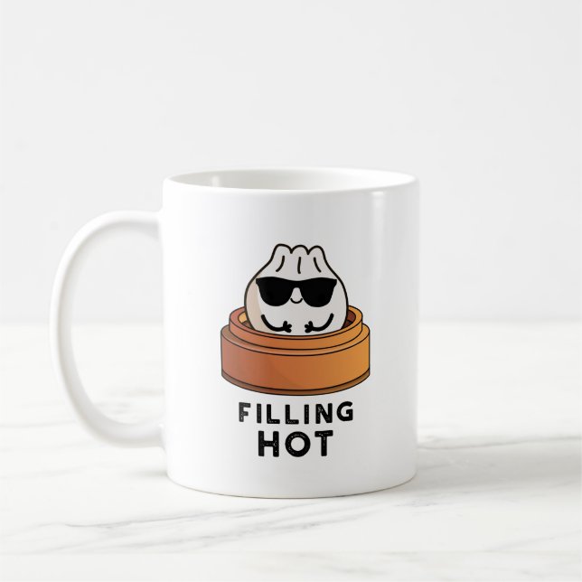 Filling Hot Funny Dumpling Pun  Coffee Mug (Left)
