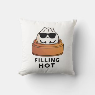 Filling Hot Funny Dumpling Pun Throw Pillow