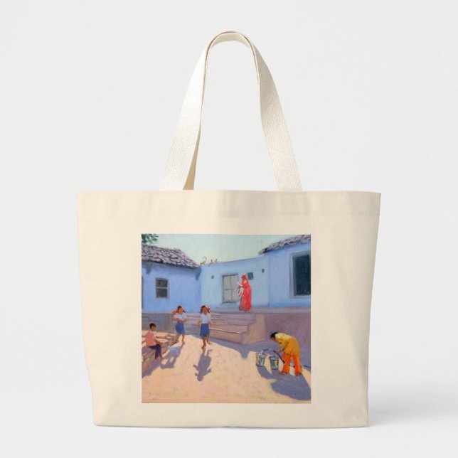 Filling Water Buckets Rajasthan India Large Tote Bag (Front)