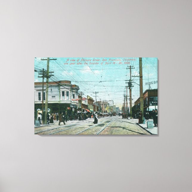 Fillmore Street View 1 Year After Fire of 1906 Canvas Print (Front)