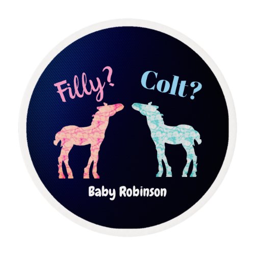 Filly Or Colt Gender Reveal Edible Frosting Rounds