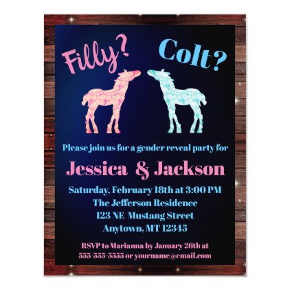 Filly Or Colt Western Style Gender Reveal Card