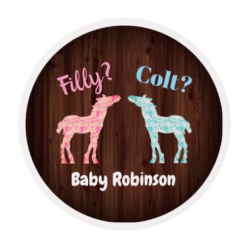 Filly Or Colt Western Style Gender Reveal Edible F Edible Frosting Rounds