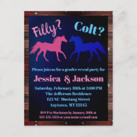 Filly Or Colt Western Style Gender Reveal Invitation