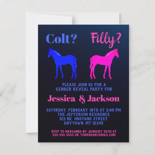 Filly Or Colt Western Style Gender Reveal Invitation