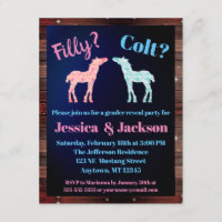 Filly Or Colt Western Style Gender Reveal Invitation