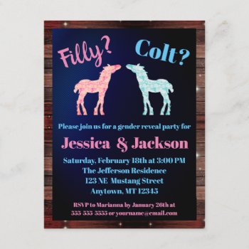 Filly Or Colt Western Style Gender Reveal Invitation by DakotaInspired at Zazzle