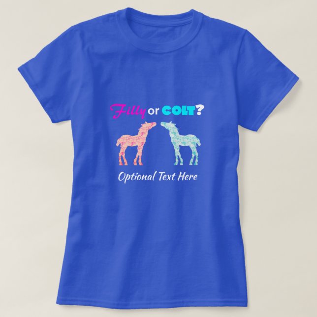 Filly Or Colt Western Style Gender Reveal T-Shirt (Design Front)