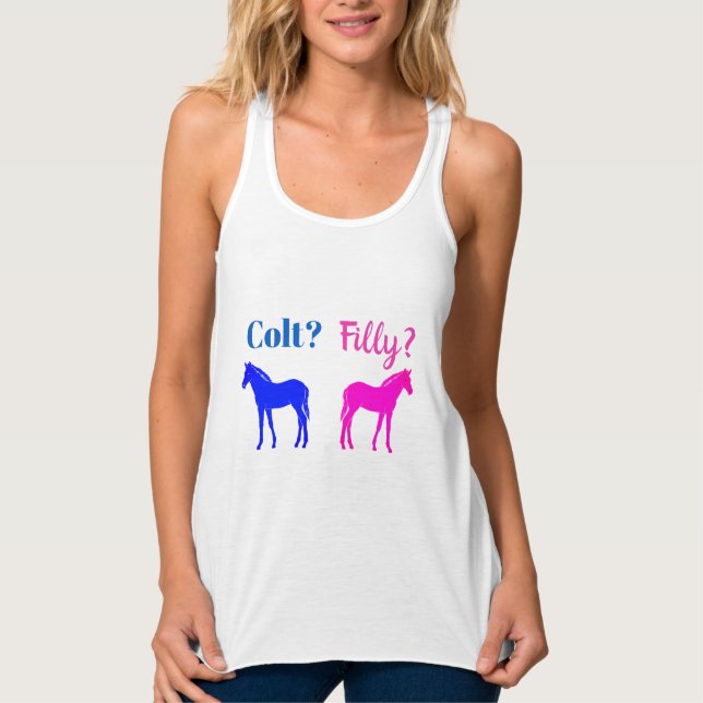 Filly Or Colt Western Style Gender Reveal Tank Top (Front)