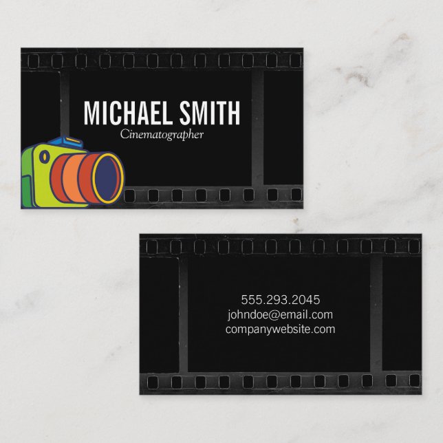 Film and Colorful Camera Business Card (Front/Back)
