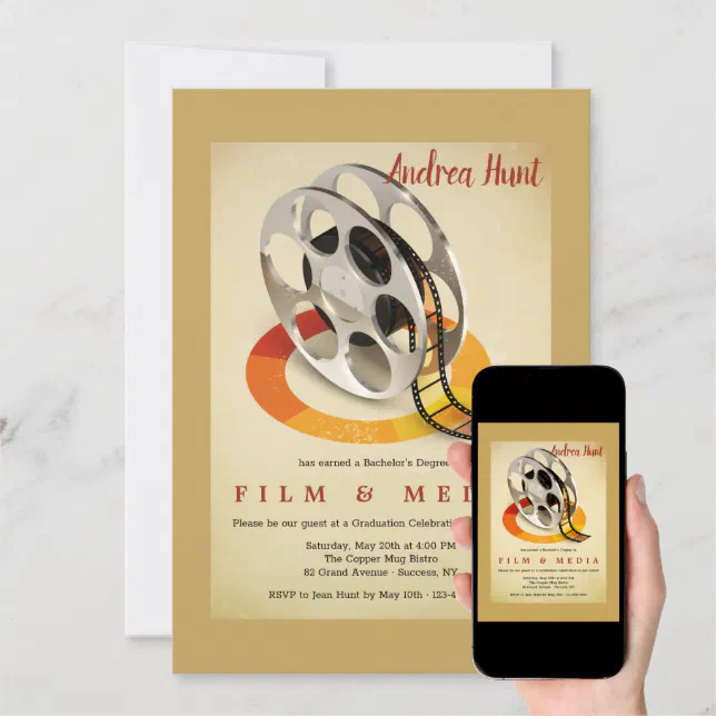 Film and Media Graduation Party Invitation | Zazzle