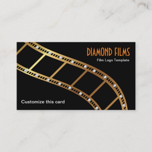 Film Business Card Design Metallic Gold Film Strip