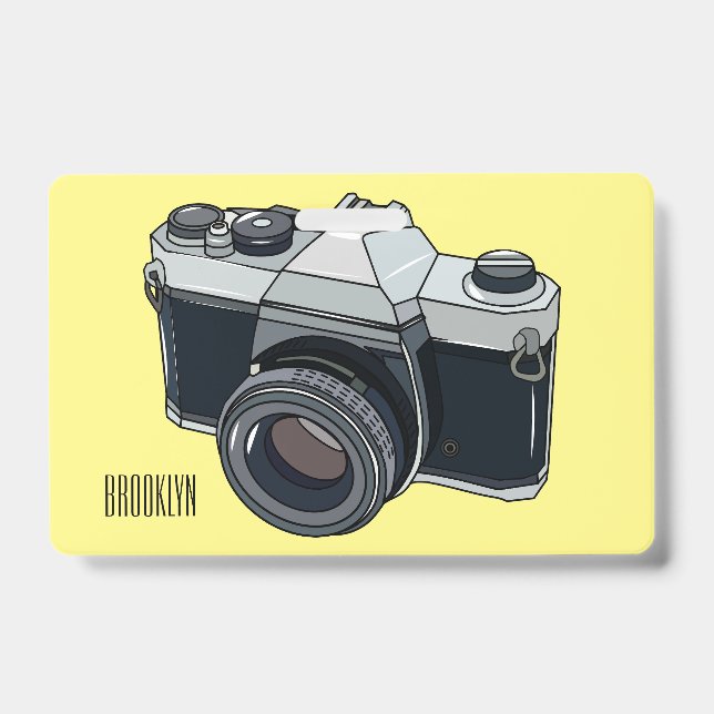 Film camera cartoon illustration badge (Front)