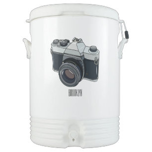 Film camera cartoon illustration beverage cooler