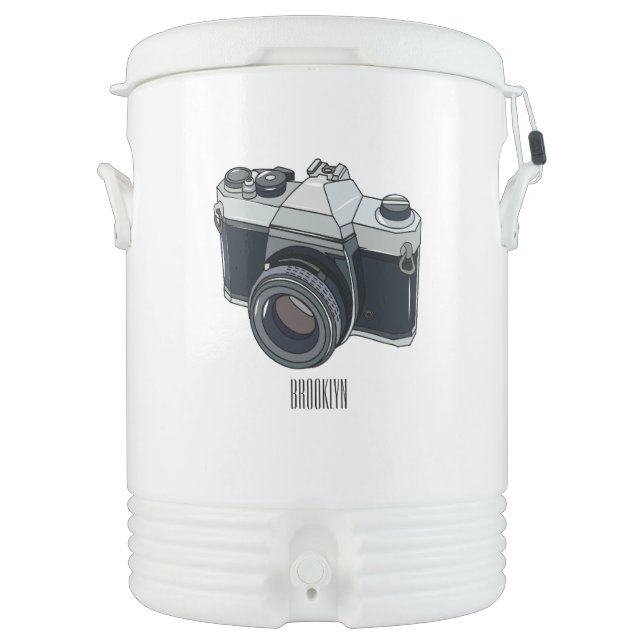 Film camera cartoon illustration beverage cooler (Front)