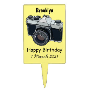 Film camera cartoon illustration cake topper