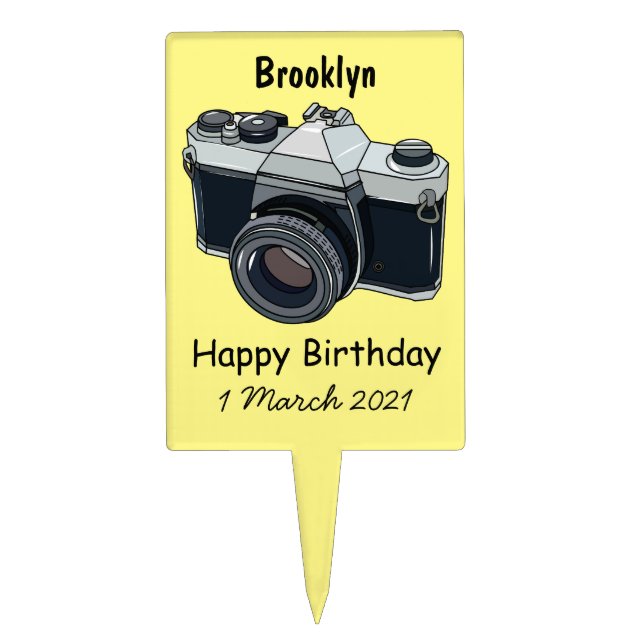 Film camera cartoon illustration cake topper (Front)