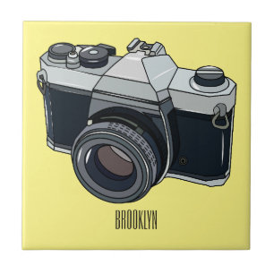 Film camera cartoon illustration ceramic tile