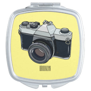 Film camera cartoon illustration compact mirror