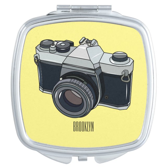Film camera cartoon illustration compact mirror (Front)