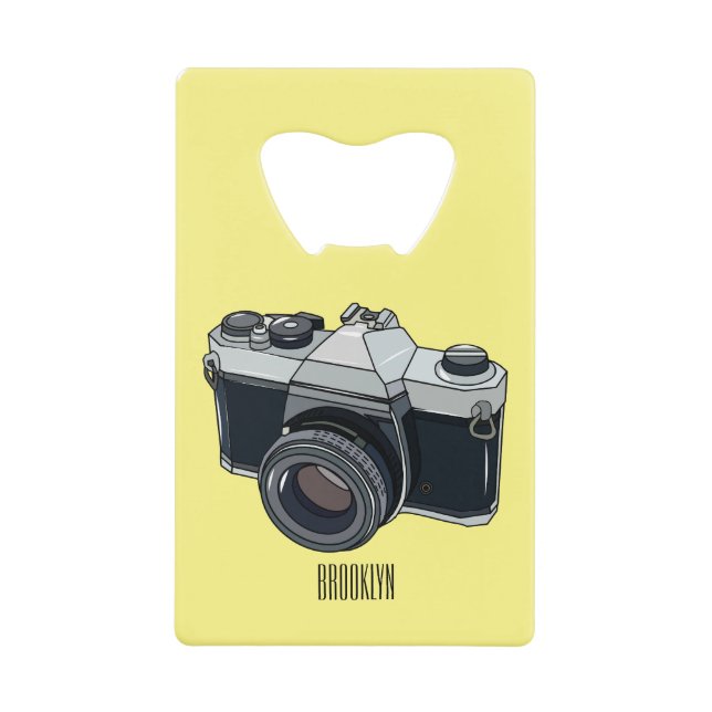Film camera cartoon illustration credit card bottle opener (Front)