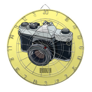 Film camera cartoon illustration dart board