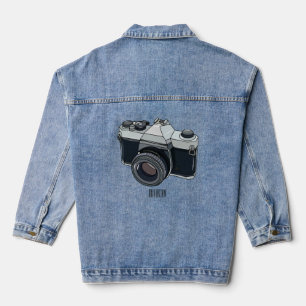 Film camera cartoon illustration denim jacket