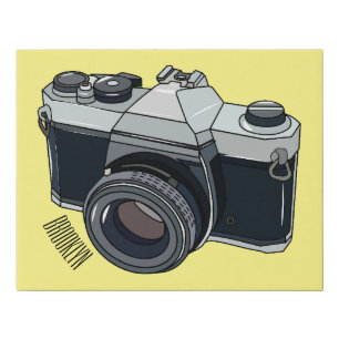Film camera cartoon illustration faux canvas print
