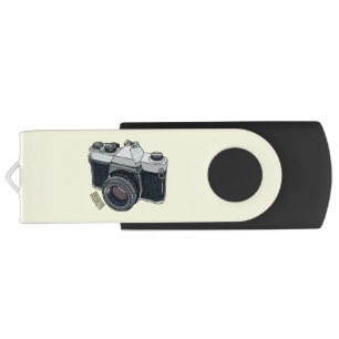 Film camera cartoon illustration flash drive