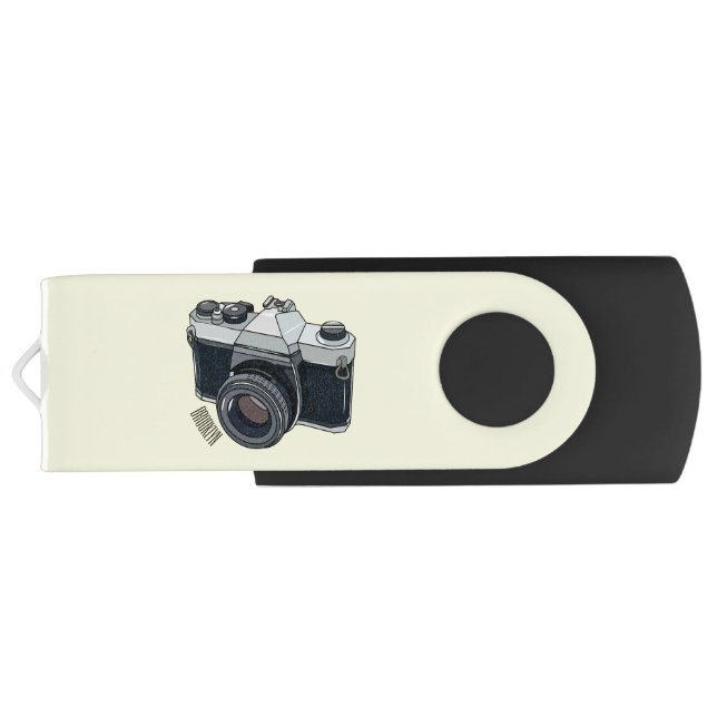 Film camera cartoon illustration flash drive (Back)