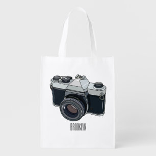 Film camera cartoon illustration grocery bag