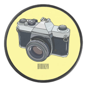 Film camera cartoon illustration hockey puck