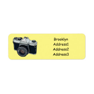 Film camera cartoon illustration label