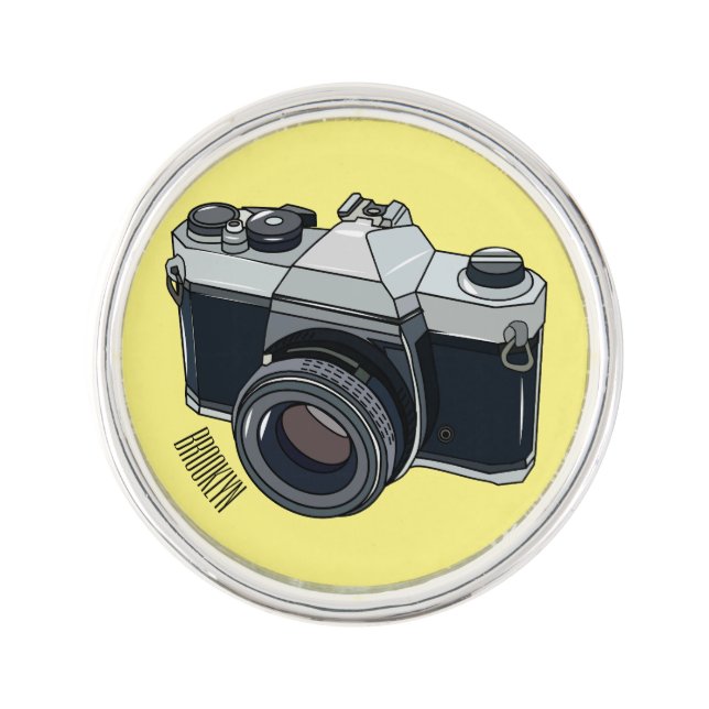 Film camera cartoon illustration lapel pin (Front)