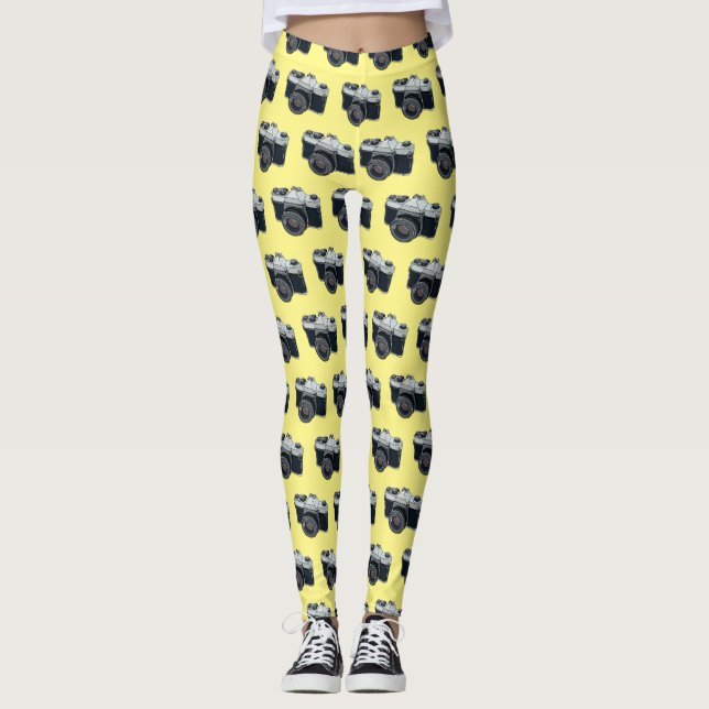 Film camera cartoon illustration leggings (Front)