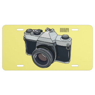 Film camera cartoon illustration license plate